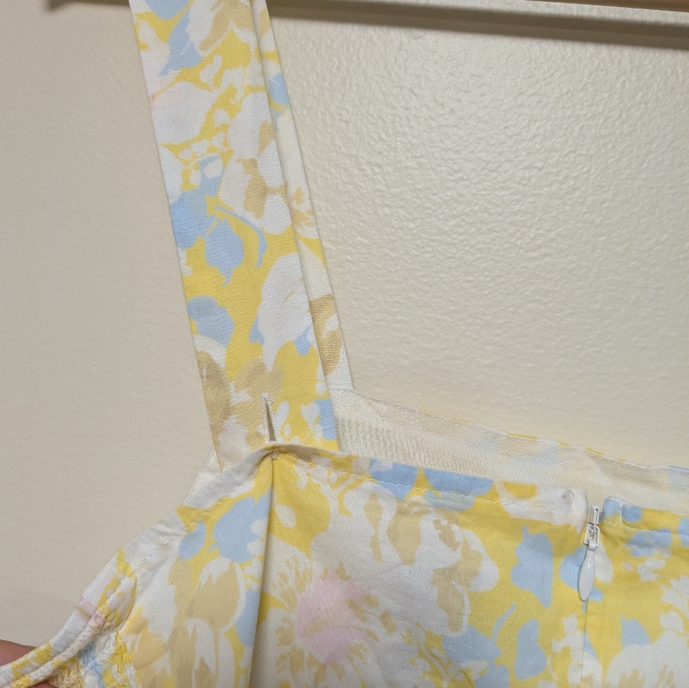 The Nines by HATCH Yellow Floral Midi Dress Size L - Picture 3 of 7